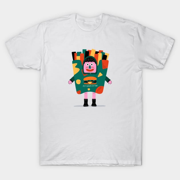 Best Burger In Town Mascot T-Shirt by StayMadMaddie